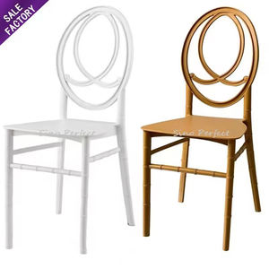 Silla Crossback X Dorada y Blanca Apilable al por Mayor de Foshan para Bodas, Fiestas, Eventos, Banquetes y Recepciones - Product Image 3