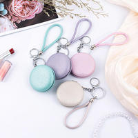Miroir double face portable en cuir PU pour fille, avec cordon, porte-clés de voiture, logo personnalisé, écologique