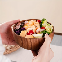 Ensemble de bols de service en bois écologiques jetables, faits à la main, grands et solides, pour salades et légumes