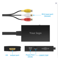 Konverter RCA ke HDTV Adaptor AV ke HDTV Mendukung 1080P PAL/NTSC Kompatibel dengan WII/WII U/PSone/PS2/Xbox