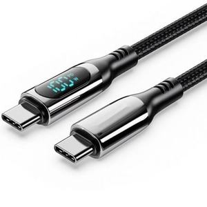 Cable USB 2.0 Tipo-C 5A 100W, Macho a Macho, 1.2m, 480Mbps, Pantalla LED, Negro, para Carga Rápida y Transferencia de Datos. - Product Image 1