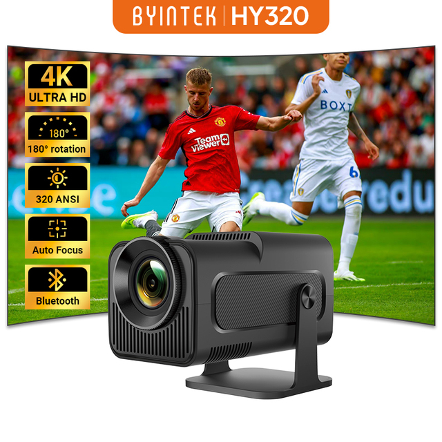 HY320 Smart Projectors 1080P Portable Home Theater Android 14 WiFi Screen Mirroring 4K Supported 350 ANSI Game Mini Projector