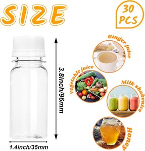 Mini bouteilles en plastique PET vides de 60 ml (2 oz), 100 ml (3 oz), 120 ml (4 oz) pour jus, boissons énergisantes et shots de gingembre avec bouchons - Product Image 3