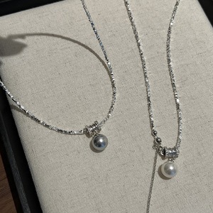 Collar de Plata Pura S925 con Perla Shijia, Luz Fría, Nácar Blanco Australiano, Partículas Grandes, Redondas, Efecto de Luz Fluida - Product Image 3