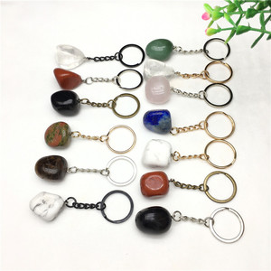 HZ Rose <strong>Crystal</strong> Quartz Tumble <strong>Keychain</strong> <strong>Crystal</strong> Stone <strong>Key</strong> Chain Stone Charm Pendants <strong>Keyrings</strong> - Product Image 3