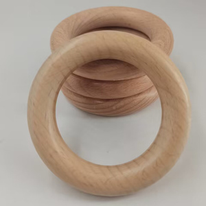 Anillos de macramé de madera de haya Premium de 80mm estilo juguete suave manualidades DIY y mordedores para bebés - Product Image 6