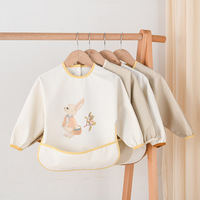 Dänische super elastische wasserdichte PU Anti-Dirty Fütterung kleidung Langärmlige Baby-Lätzchen für Kinder Anti-Dressing-Lätzchen für