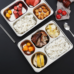 Yurtrain - Juego de Platos para Almuerzo Estilo Coreano de Acero Inoxidable 316 Pulido, Duradero, de Grado Alimenticio, con 4/5/6 Compartimentos, y Caja para Comida Rápida para la Escuela - Product Image 2