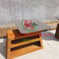 Barbecue portable haut de gamme en acier corten moderne et durable avec chariot à roulettes et caractéristiques de sécurité pour la cuisson en extérieur et le camping