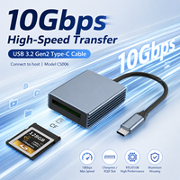 Lector de Tarjetas USB 3.2 Gen2 CFe Tipo-C de 10 Gbps, Lector de Aluminio de Alta Velocidad para NVMe-SSD, CFexpress y XQD, para Cámaras y Portátiles