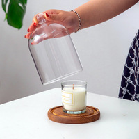 Cloche en verre, dôme de présentation, terrarium avec base en liège, dôme de présentation décoratif pour plantes