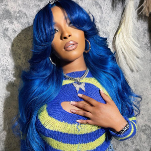 วิกผมลูกไม้ด้านหน้าแบบมีลูกไม้สีฟ้า13X6 13x4วิกผมคนบราซิลโปร่งใสสีฟ้าท้องฟ้า5x5 - Product Image 5
