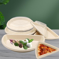 Plateaux triangulaires jetables en bagasse pour pizza, avec fond triangulaire
