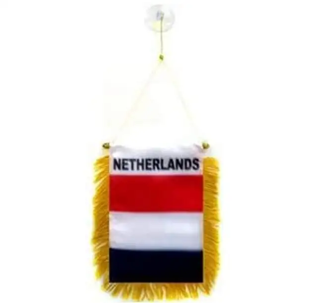 Hoge Kwaliteit Custom Nederland Mini Banner 6 ''X 4'' Wimpel 15X10 Cm Mini Banners 4X6 Inch Zuignap Hanger