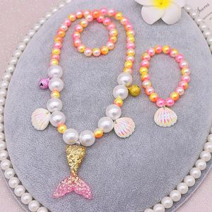 Ensemble de bijoux pour filles, 2/5 pièces, collier de perles de sirène, bracelet, bague, boucles d'oreilles, jouets pour enfants, accessoires de mode princesse pour filles - Product Image 2