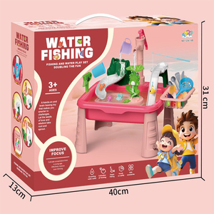Mesa de Pesca Manual Roja con 10 Peces, Juguete de Bomba Manual para Niños, Estación de Actividades Acuáticas Sensoriales para Interiores y Exteriores - Product Image 3