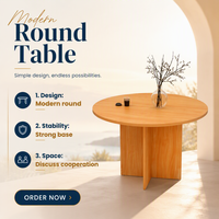 Table basse ronde en bois multi-usage, table de réunion pour la maison et le bureau, table basse pour le thé, table d'appoint