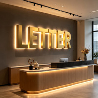 Tidak ada MOQ, Tanda LED Custom, Huruf LED Backlit Emas Matte Custom untuk Bisnis, Tanda LED Bercahaya, Dekorasi Resepsi