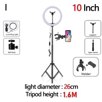 Kit d'éclairage circulaire LED 10 pouces 26cm avec trépied de 1.6m Changement de couleur 3 modes Studio Live Streaming Garantie 1 an