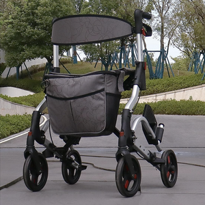 Rollator de <span class=keywords><strong>aluminio</strong></span> con reposapiés extraíble Silla 2 <span class=keywords><strong>posiciones</strong></span> de respaldo ajustables con rueda de PVC de 8 "con bolsa de compras - Product Image 3