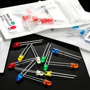 ชุดไดโอด LED แบบกระจาย F3 3มม. โคมไฟหลอดไดโอดเปล่งแสงสีขาวแดงน้ำเงินเขียวส้มเหลือง2V 3V - Product Image 4