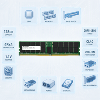 Mémoire serveur AC517142 128 Go DDR5-4800 ECC PC5-38400R 1.10V Quad Rank CL40 pour optimisation de route et calcul en réseau