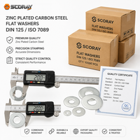 Zinc Plated Carbon Steel Flat Washers Plain Washers DIN 125 M3 M4 M5 M6 M8 M10 M12 M14 M16 M20 M24 Thickness 0.5mm-3.0mm Metric