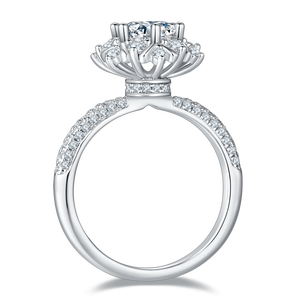 J&C 1CT Round Cut D Color Lab Grown <b>Diamond</b> <b>Ring</b> 925 Sterling Silver Luxury Engagement <b>Ring</b> - Product Image 6