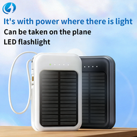 Chargeur solaire Power Bank 10000mah Batterie externe Power Bank solaire avec écran LED Câbles intégrés