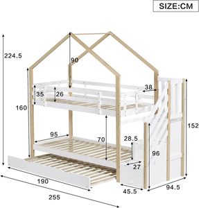 Durevole letto a castello multifunzionale in legno massello per bambini letto <span class=keywords><strong>cabina</strong></span> <span class=keywords><strong>con</strong></span> scala, 4 cassetti, Base a doghe per Hotel scolastico - Product Image 6