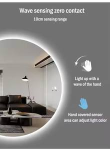 Grande inteligente meia lua espelho do banho com luz LED parede decorativa banheiro semicírculo espelhos irregulares - Product Image 5