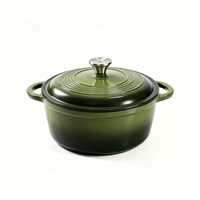 Marmite en fonte émaillée 26 cm, pot à ragoût fileté, casserole à double poignée, faitout antiadhésif, compatible tous feux