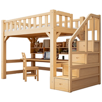 Lit superposé en bois massif, bureau surélevé, lit superposé pour enfants et adultes, dortoir, lit multifonctionnel haut-bas, mobilier minimaliste pour la maison
