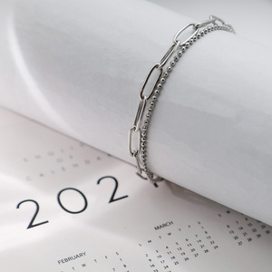 Double Layer Titanium Steel Chain Bracelet For Women Geometric Design 18K Colorfast Jewelry Fashion Simple Style - Product Image 3
