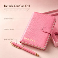 Carnet de notes en cuir PU crocodile personnalisé A5, planificateur budgétaire avec stylo, coffret cadeau, boîte en papier, vente en gros, promotion commerciale