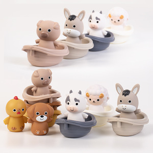 Giocattoli Ecologici per Bambini, Animali Galleggianti Educativi, Bambole a Mano, Giocattoli da Bagno <span class=keywords><strong>in</strong></span> Silicone Impilabili per Neonati - Product Image 2