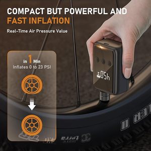 Mini Bomba de Aire Eléctrica Fácil de Usar con Manómetro Digital, Válvula <span class=keywords><strong>Presta</strong></span>/Schrader, Alta Presión (150 PSI) para Inflar Bicicletas de Montaña y Bicicletas de Carretera - Product Image 2