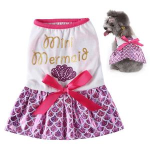 الأميرة حورية البحر مصغرة فستان زفاف فاخر للقطط والكلاب وردي القوس عقدة البوليستر طباعة ملابس الحيوانات الأليفة لموسم الخريف عيد الحب القط - Product Image 1