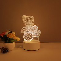 Vente d'usine pas cher Design moderne 3D Illusion d'optique lampe de nuit mignon lumière LED USB alimentation cadeau décoratif enfants