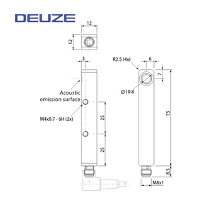 USQ12CM40G3-T4 truyền dẫn hiệu quả thông qua-Chùm vuông kim loại Push-Pull 40-400mm nhỏ gọn siêu âm đầu dò khác nhau, cảm biến - Product Image 3