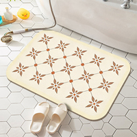 Alfombra de Baño de Lujo Personalizada, Antideslizante, Suave y Absorbente, de Piedra de Diatomeas, con Patrón Floral Rosa, Marrón y Azul, para Hotel