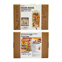 Robotime Rolife TGB09 Maison miniature d'angle florale, puzzles en bois 3D, bricolage, insert de bibliothèque, cadeaux de Noël pour enfants