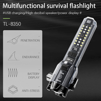 Lampe torche LED d'urgence 6 en 1 avec batterie externe, brise-vitre, coupe-ceinture de sécurité, aimant, zoom et recharge USB pour la survie en voiture