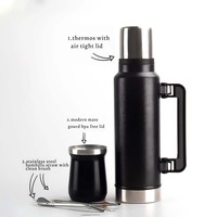 Vente chaude Yerba Mate Thé Gourde Ensemble 8oz Yerba Mate Tasse avec Couvercle De Fermeture Bouteille Thermos En Bois Bombilla Paille mate tasse