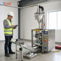 Machine d'emballage verticale de poudre avec remplisseuse à vis sans fin et film en rouleau pour café, cacao, lait, thé en poudre - Équipement d'usine