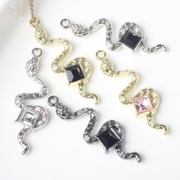 Personnalisé Simple Alliage Carré Zodiaque Serpent Petit Pendentif À Charmes DIY Bracelet Collier Accessoires