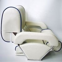 Siège de capitaine pliable pour bateau ponton, siège de pont de yacht, accessoire de bateau, fournitures marines, blanc + bleu ABS/PU