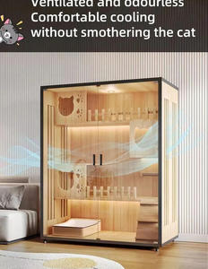 Fabrieksdirecte verkoop kattenvilla grote binnenhouten kattenren multi-functional glazen kattenren woonkamer - Product Image 3