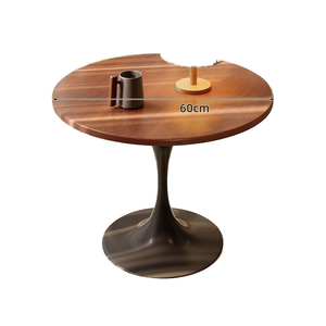 Mesa Esquinera de Madera de Teca Roja de Estilo Nórdico con Diseño Inspirado en Tulipanes, Duradera, para Sala de Estar, Balcón, Comedor y Café - Product Image 1
