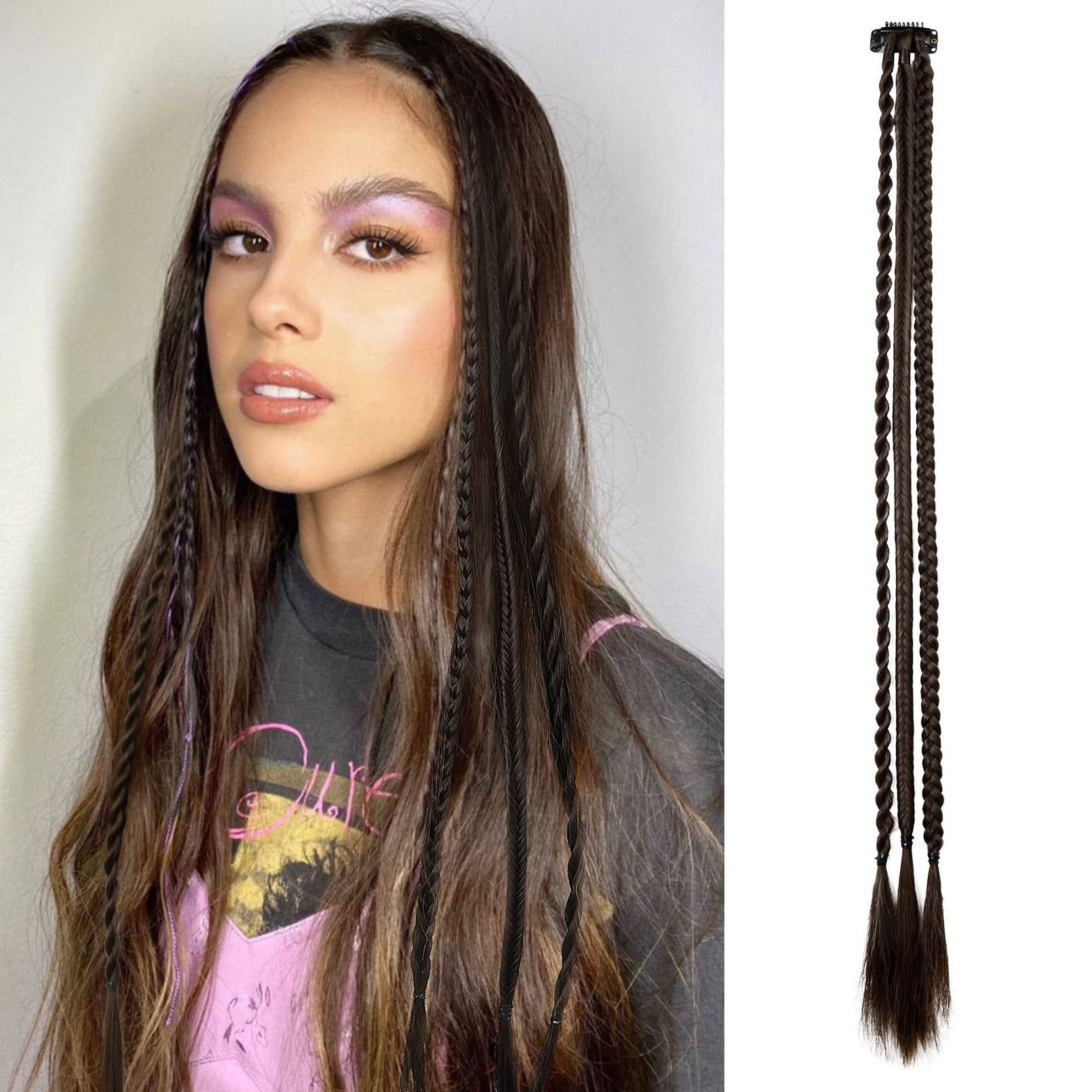 Braided hair extensions, brown-black [one-pack]